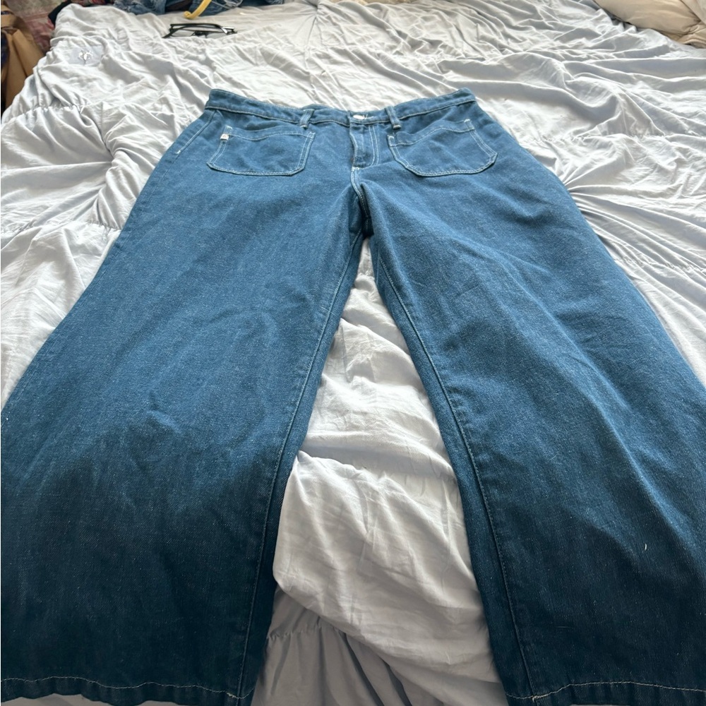 High-Rise Wide Leg Jeans in Deep Blue